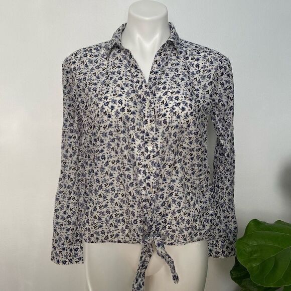 J Jill Floral Button Down Long Sleeve - Picture 1 of 8